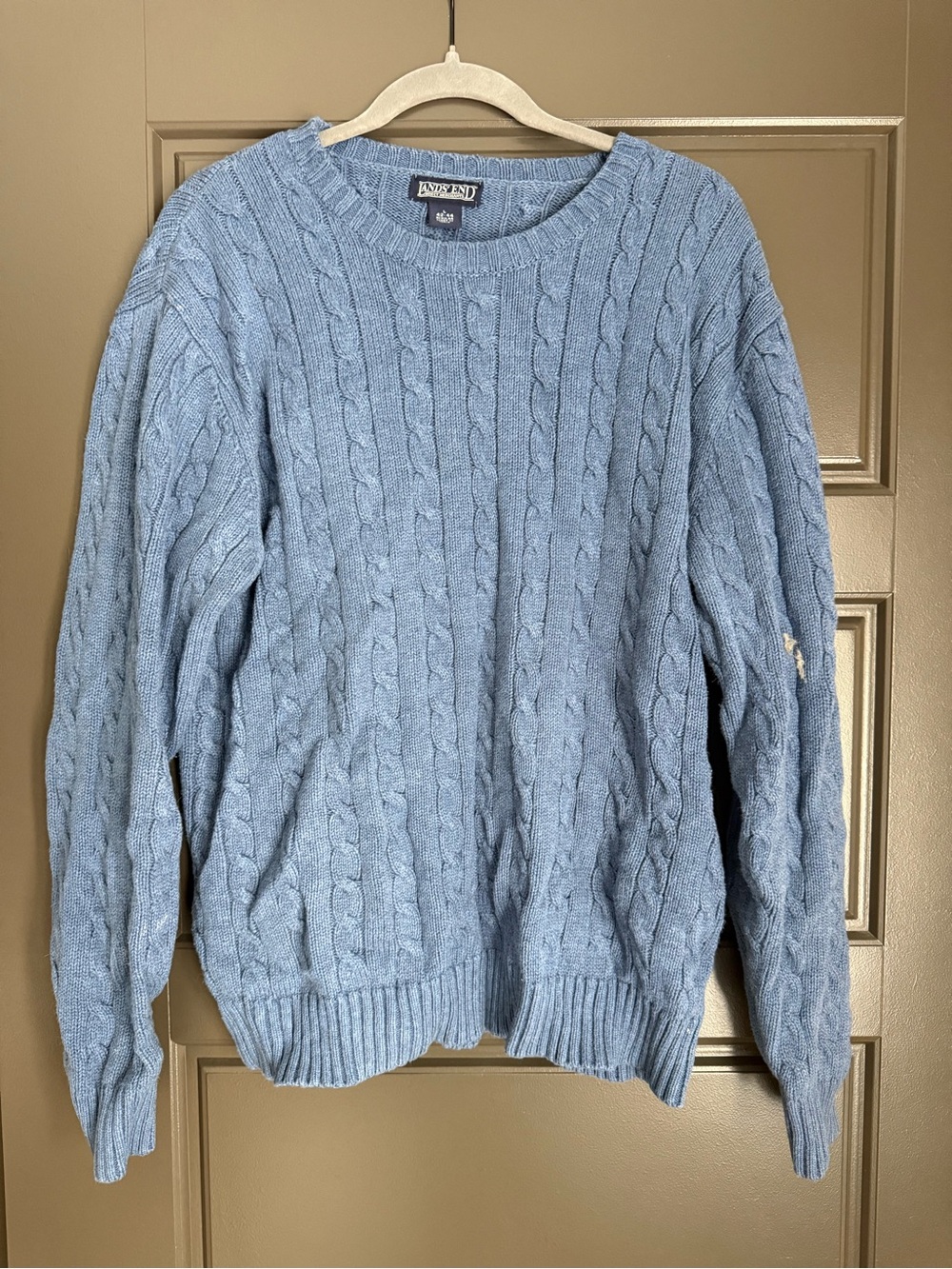 Lands' End Light Blue Cable Knit Crewneck Sweater